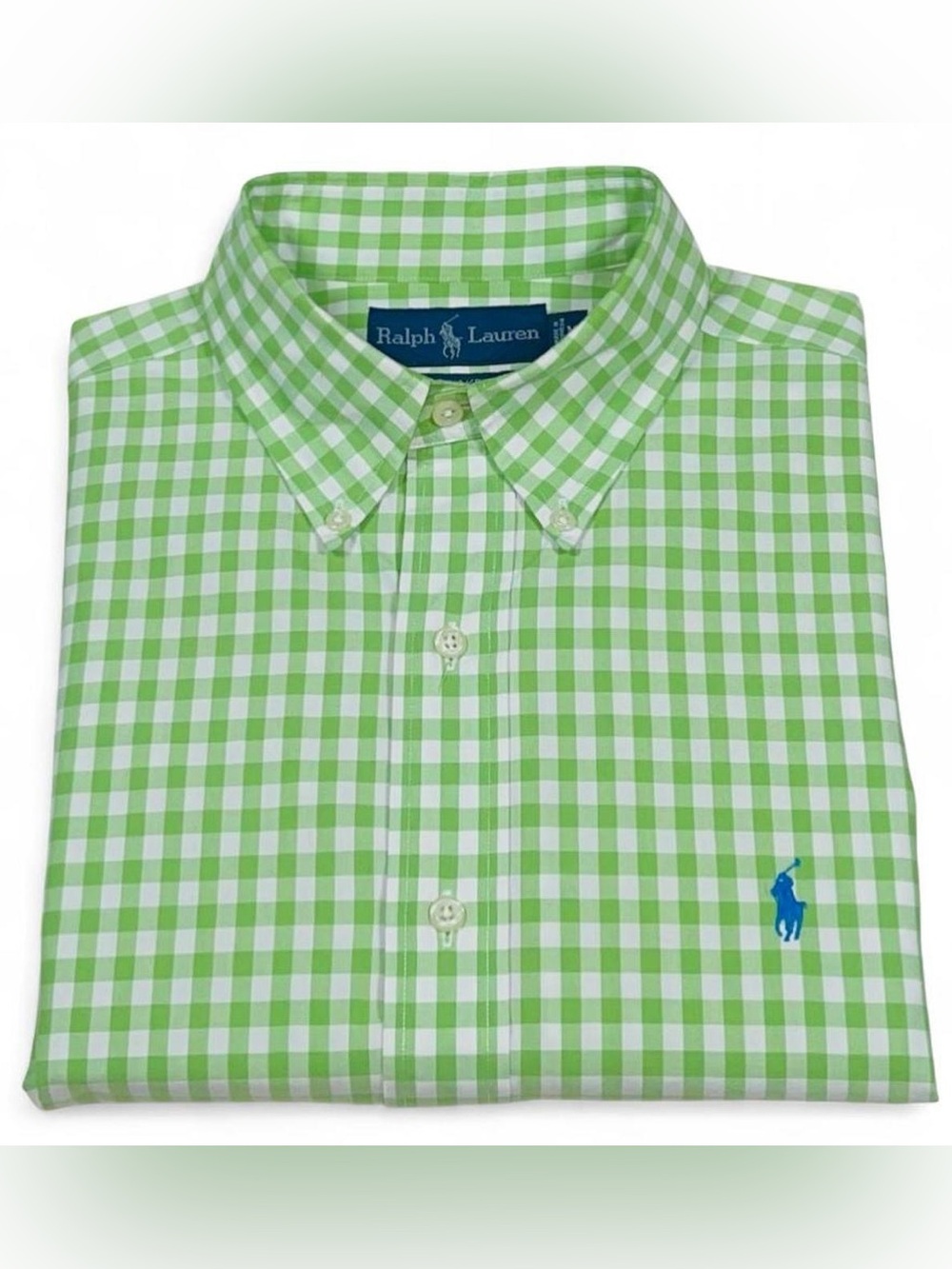 VTG Polo Ralph Lauren Green Gingham Button-Down Shirt Mens Sz M 90s Y2K Oversize